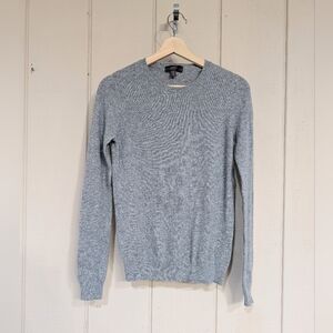 Saffron Heathered Grey Crewneck Cashmere Sweater Quiet Luxury Cozy
